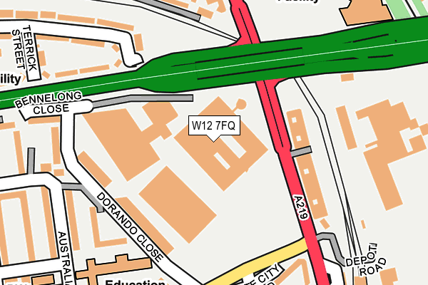 W12 7FQ map - OS OpenMap – Local (Ordnance Survey)