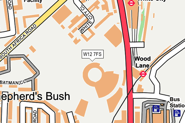 W12 7FS map - OS OpenMap – Local (Ordnance Survey)
