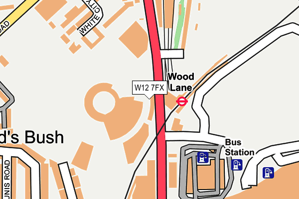 W12 7FX map - OS OpenMap – Local (Ordnance Survey)