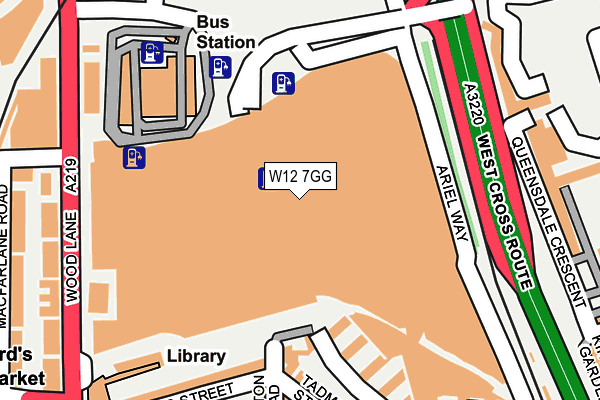 W12 7GG map - OS OpenMap – Local (Ordnance Survey)