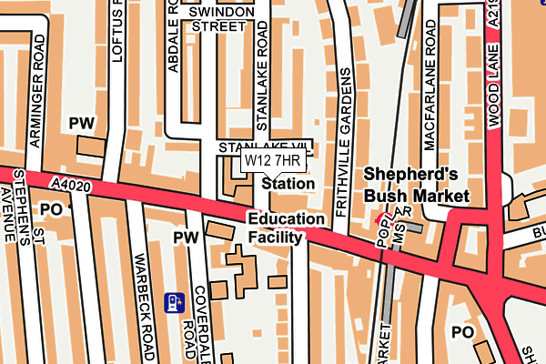 W12 7HR map - OS OpenMap – Local (Ordnance Survey)