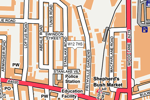 W12 7HS map - OS OpenMap – Local (Ordnance Survey)