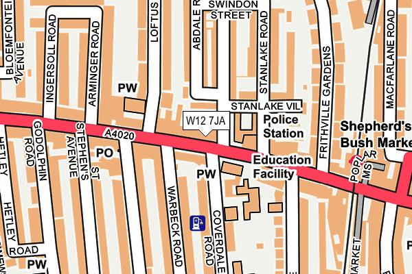 W12 7JA map - OS OpenMap – Local (Ordnance Survey)