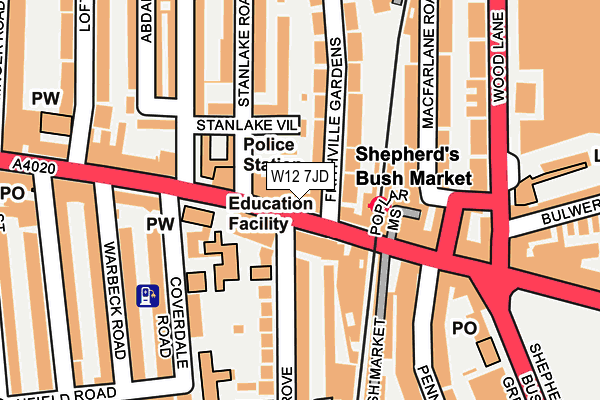 W12 7JD map - OS OpenMap – Local (Ordnance Survey)