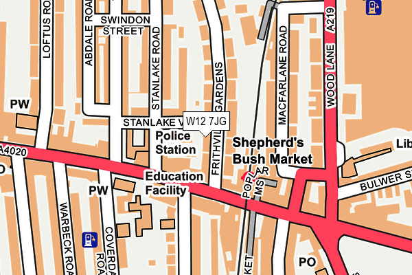 W12 7JG map - OS OpenMap – Local (Ordnance Survey)