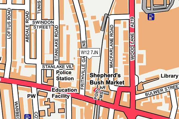 W12 7JN map - OS OpenMap – Local (Ordnance Survey)