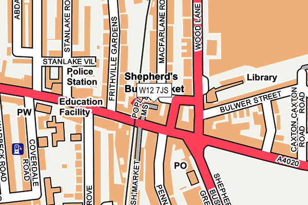 W12 7JS map - OS OpenMap – Local (Ordnance Survey)