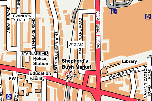 W12 7JZ map - OS OpenMap – Local (Ordnance Survey)