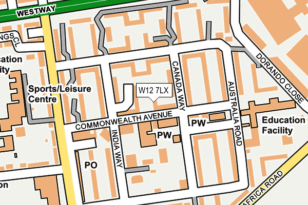 W12 7LX map - OS OpenMap – Local (Ordnance Survey)