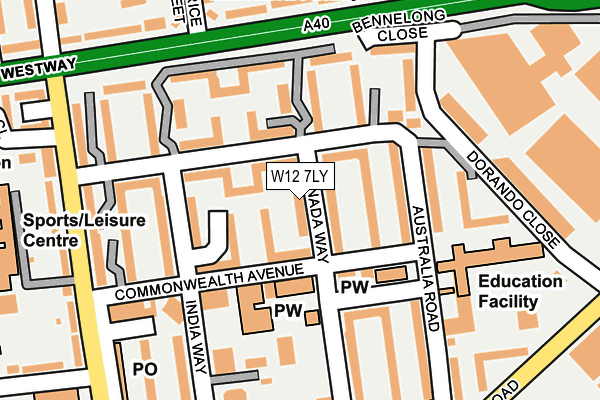 W12 7LY map - OS OpenMap – Local (Ordnance Survey)