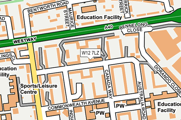 W12 7LZ map - OS OpenMap – Local (Ordnance Survey)