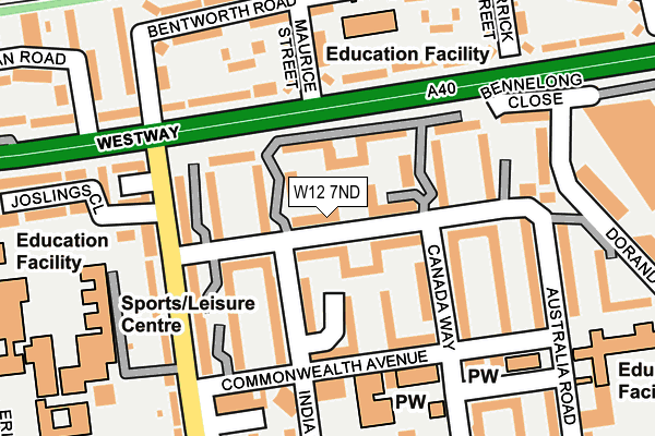 W12 7ND map - OS OpenMap – Local (Ordnance Survey)