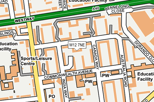 W12 7NE map - OS OpenMap – Local (Ordnance Survey)