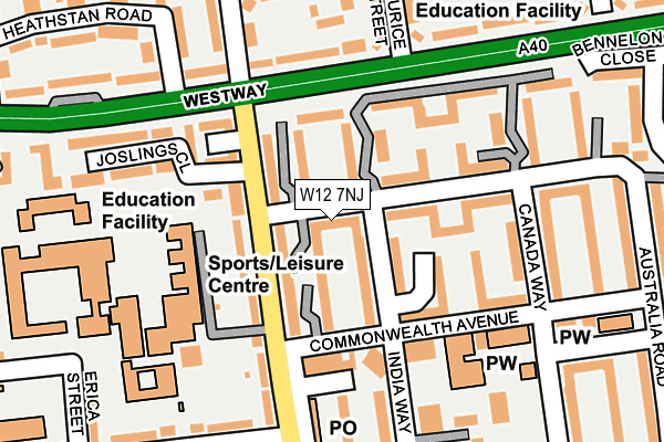 W12 7NJ map - OS OpenMap – Local (Ordnance Survey)