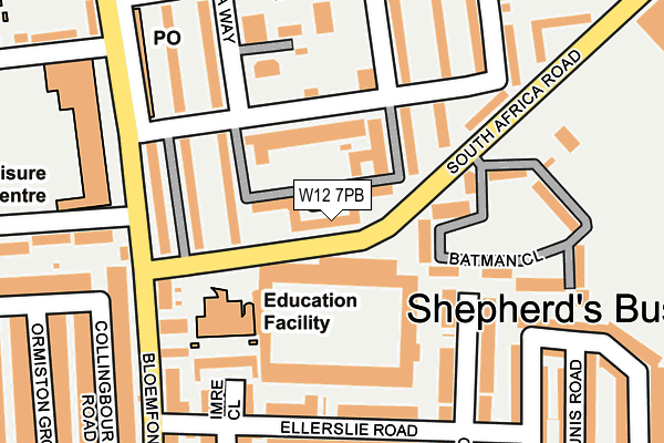 W12 7PB map - OS OpenMap – Local (Ordnance Survey)