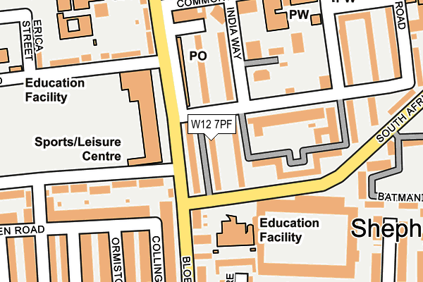 W12 7PF map - OS OpenMap – Local (Ordnance Survey)