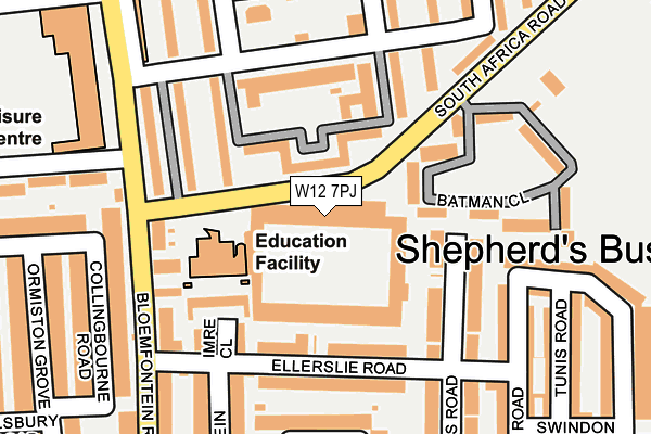 W12 7PJ map - OS OpenMap – Local (Ordnance Survey)