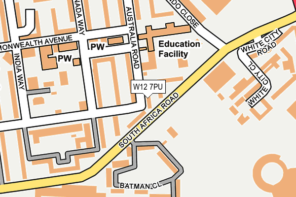 W12 7PU map - OS OpenMap – Local (Ordnance Survey)