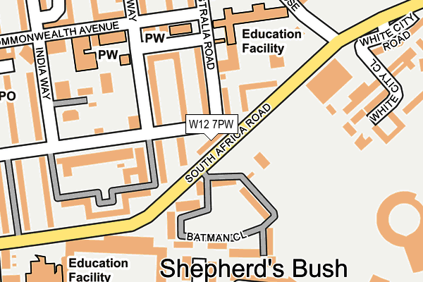 W12 7PW map - OS OpenMap – Local (Ordnance Survey)