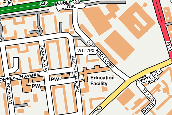 W12 7PX map - OS OpenMap – Local (Ordnance Survey)