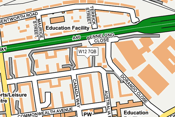 W12 7QB map - OS OpenMap – Local (Ordnance Survey)