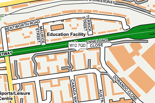 W12 7QD map - OS OpenMap – Local (Ordnance Survey)