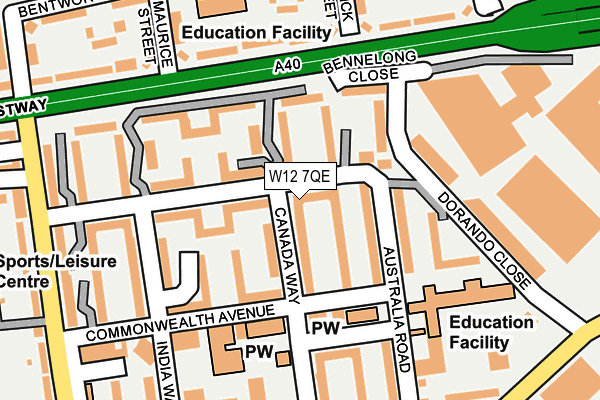 W12 7QE map - OS OpenMap – Local (Ordnance Survey)
