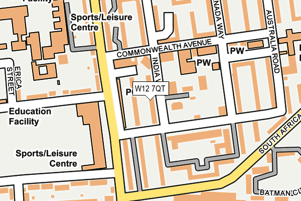 W12 7QT map - OS OpenMap – Local (Ordnance Survey)