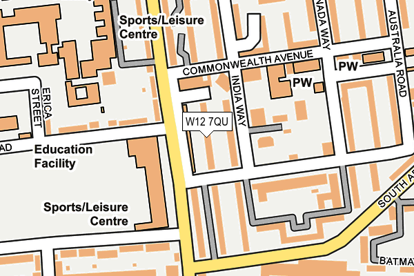 W12 7QU map - OS OpenMap – Local (Ordnance Survey)