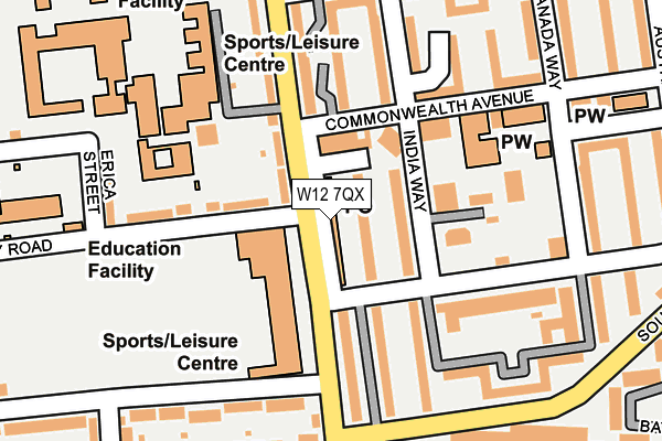 W12 7QX map - OS OpenMap – Local (Ordnance Survey)