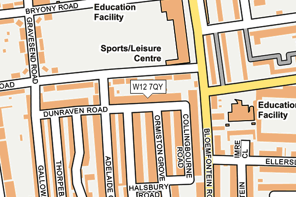W12 7QY map - OS OpenMap – Local (Ordnance Survey)