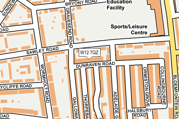 W12 7QZ map - OS OpenMap – Local (Ordnance Survey)