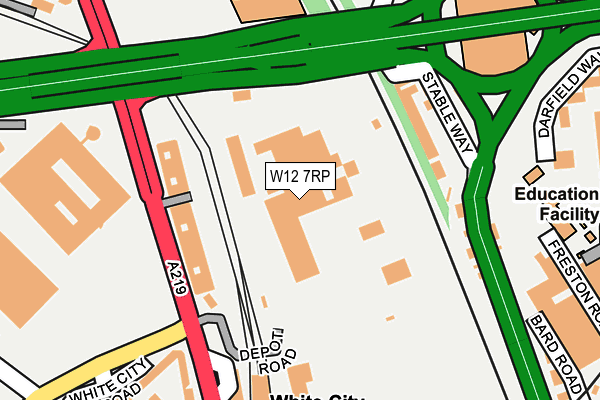 W12 7RP map - OS OpenMap – Local (Ordnance Survey)