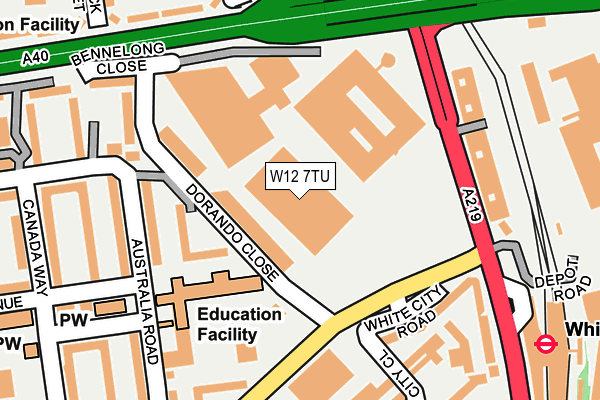 W12 7TU map - OS OpenMap – Local (Ordnance Survey)