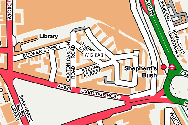 W12 8AB map - OS OpenMap – Local (Ordnance Survey)