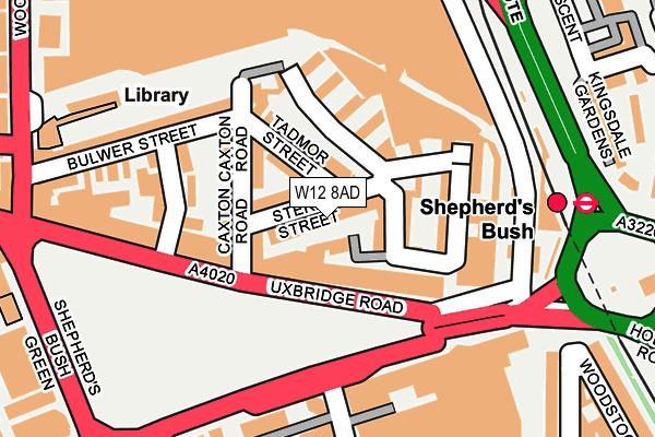 W12 8AD map - OS OpenMap – Local (Ordnance Survey)