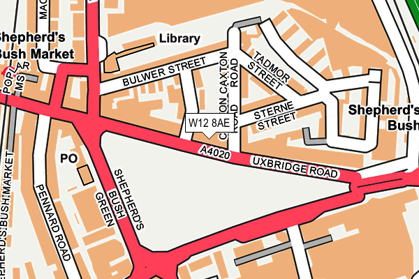 W12 8AE map - OS OpenMap – Local (Ordnance Survey)