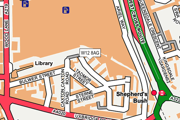 W12 8AG map - OS OpenMap – Local (Ordnance Survey)