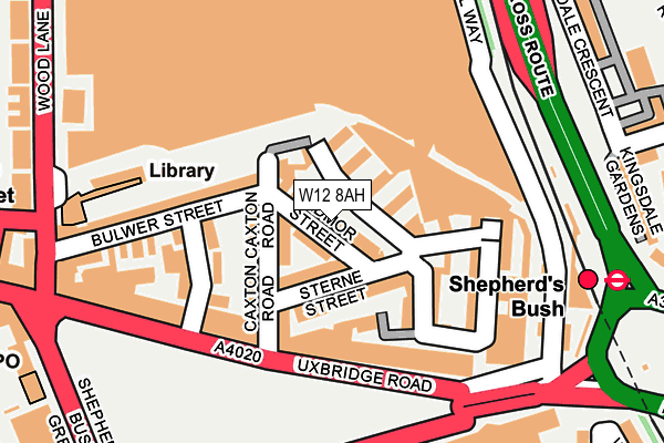 W12 8AH map - OS OpenMap – Local (Ordnance Survey)