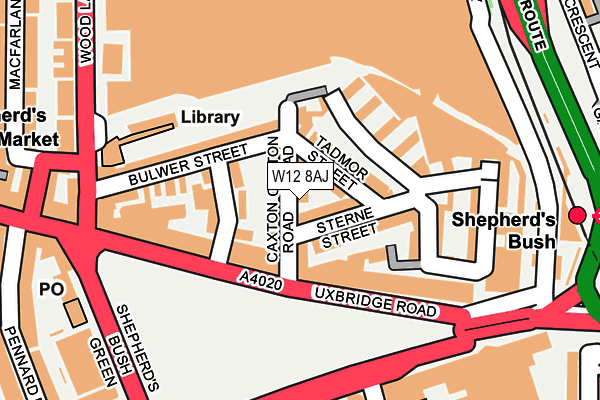 W12 8AJ map - OS OpenMap – Local (Ordnance Survey)