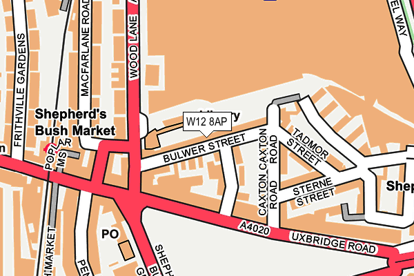 W12 8AP map - OS OpenMap – Local (Ordnance Survey)