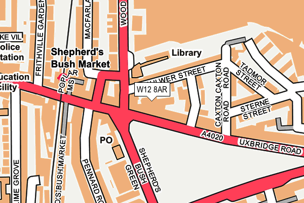 W12 8AR map - OS OpenMap – Local (Ordnance Survey)