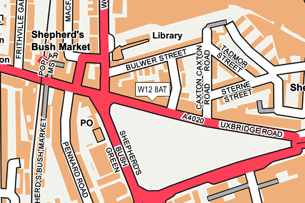 W12 8AT map - OS OpenMap – Local (Ordnance Survey)