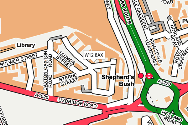 W12 8AX map - OS OpenMap – Local (Ordnance Survey)