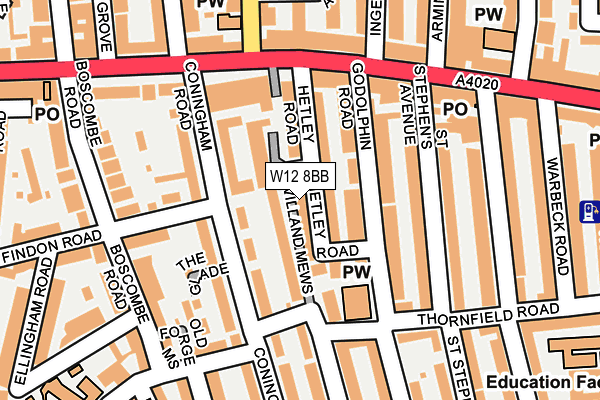 W12 8BB map - OS OpenMap – Local (Ordnance Survey)