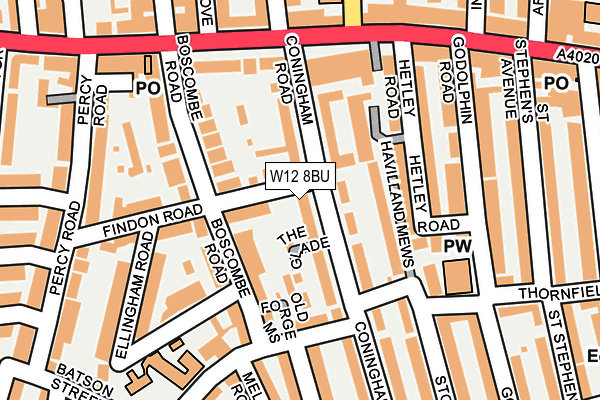 W12 8BU map - OS OpenMap – Local (Ordnance Survey)