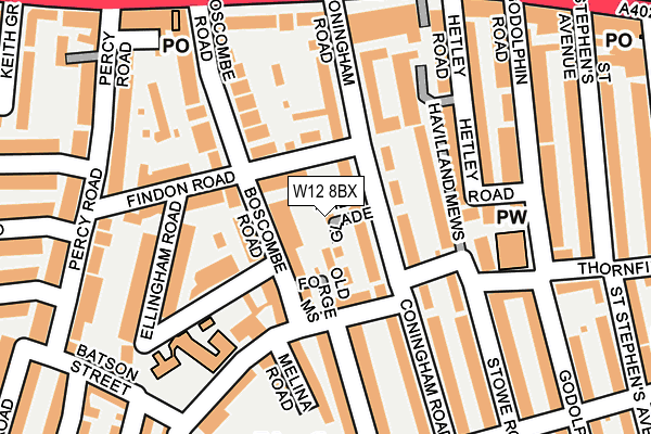 W12 8BX map - OS OpenMap – Local (Ordnance Survey)