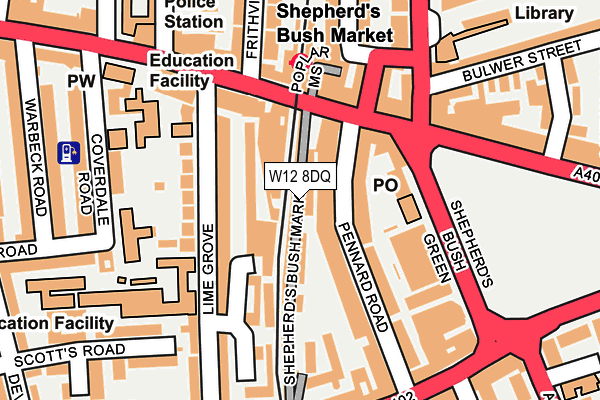 W12 8DQ map - OS OpenMap – Local (Ordnance Survey)