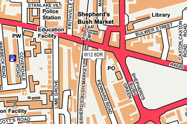 W12 8DR map - OS OpenMap – Local (Ordnance Survey)