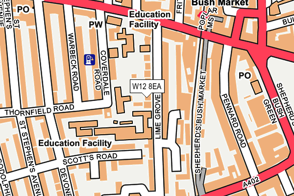 W12 8EA map - OS OpenMap – Local (Ordnance Survey)